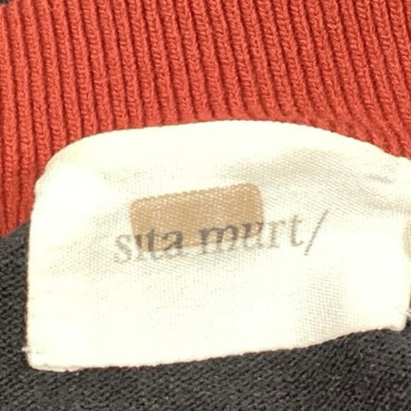 Sita Murt Black Mock Neck Long Bell Sleeve Fit & Flare A-Line Sweater Dress Sz 4 - Picture 4 of 5